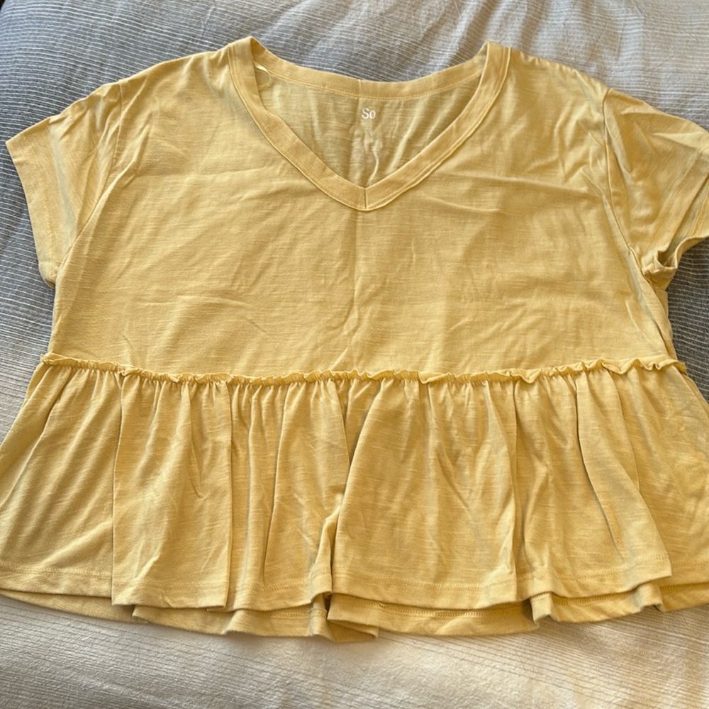 Yellow, fluffy, crop top